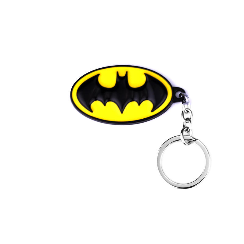 Carabiner Keychain - Kreativer schwarz-gelber ovaler Metall-Schlüsselanhänger im Fledermaus-Design,