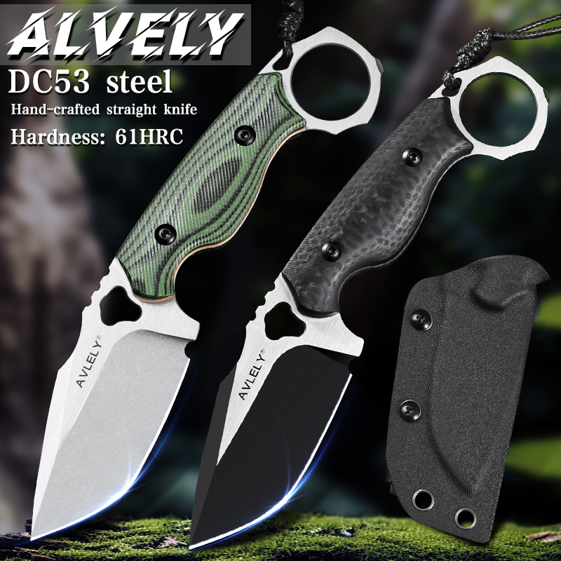 Edc Fixed Blade Deep Carry - Hochwertiges DC53-Stahlmesser mit feststehender Klinge, G10-Antirutschgriff