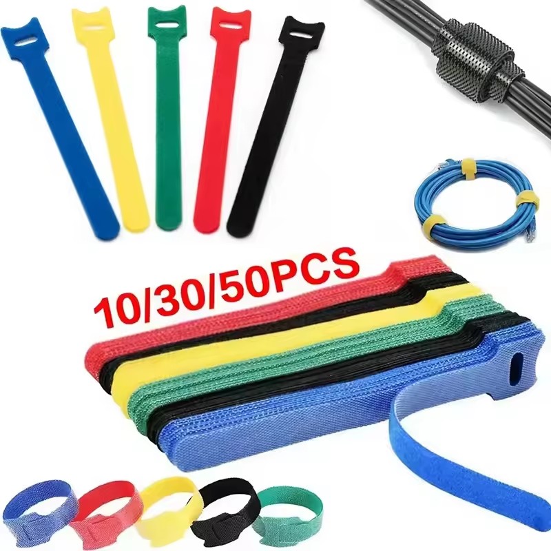 Gear Tie Reusable - 10/30/50 Stück wiederverwendbare Kabelbinder mit Klettverschluss,