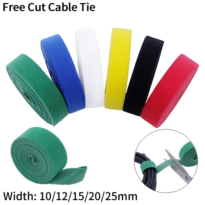 Gear Tie Reusable - 5M selbstklebender Verschluss 10/12/15/20/25mm Hakenschlaufenband Organizer